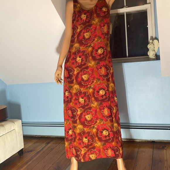 💯 SILK MAXI DRESS by AUGUST SILK. FULLY LINED RED FLORAL  Size 10 - Picture 9 of 13
